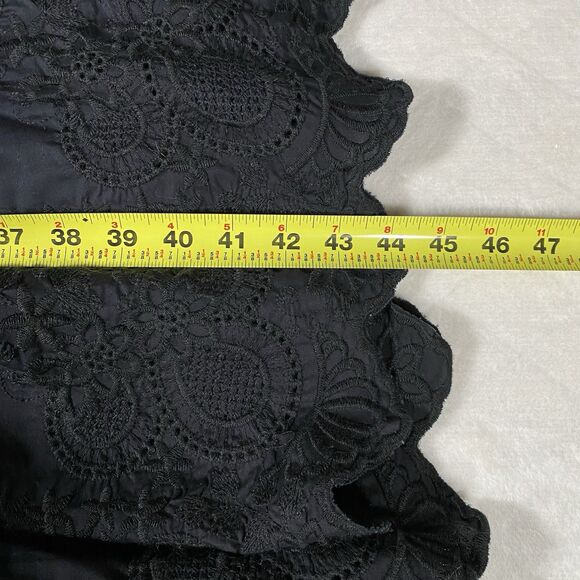 Jason Wu Black Tiered Maxi Dress Eyelet Trim CottageCore Witchy Whimsigoth Sz Lg - Picture 7 of 7